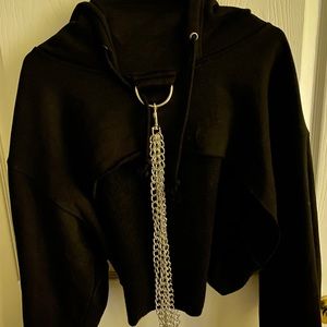 above the breast cropped hoodie